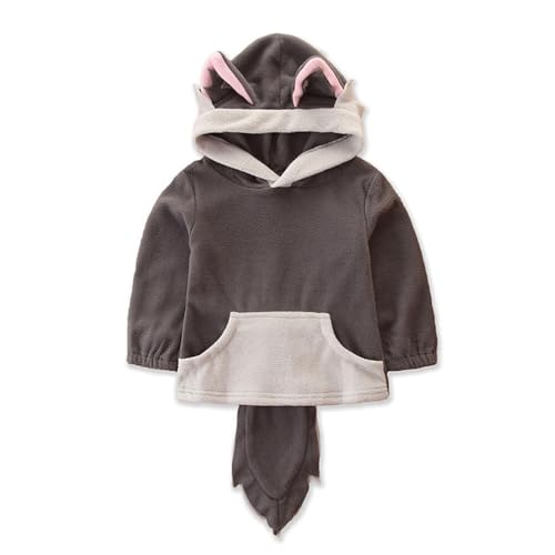 HAOLUKI Unisex Baby Boys Girls Wolf Grey Hooded Sweatshirt Toddler Hoodies Pullover Tops with Pockets Warm Winter Clothes 12-24 Months