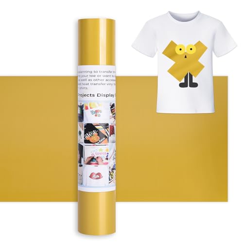 IModeur 12 Ft vinilo textil dorado - 30,5 x 366 cm vinilo dorado para Cricut Maker, Silhouette Cameo, vinilo textil termoadhesivo para ropa, gorras, pantalones, otros tejidos