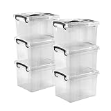 AG BOX Cajas De Almacenamiento 6pz Transparentes 6 Litros, contenedores de almacenamiento con tapa, Set de 6 cajas...