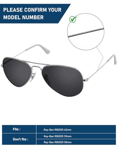 Image of LenzReborn Polarized Lens Replacement for RayBan Aviator RB3025 55mm /58m /62mm Sunglass