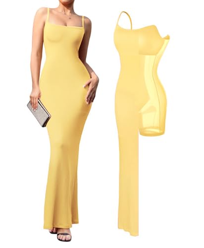 Image of Popilush Maxi Bodycon Dress with Built in Bra, Long Shapewear Dresses | Tummy Control, Floor-length, Formal Occasions, Wedding Guest and Engagement