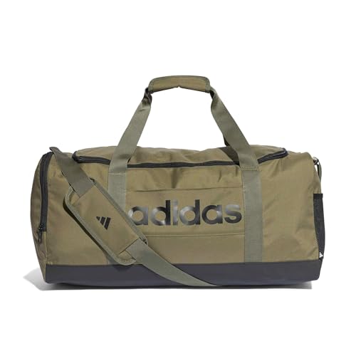 adidas Unisex - Adulto Essentials Linear Duffel Bag, Olive strata/Black, M