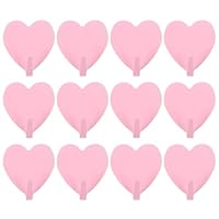 STOBAZA 12pcs Iron Heart Shaped Wall Hooks, Strong Adhesive Coat Hooks for Bathroom and Kitchen, Traceless Hangers (Light Pink)