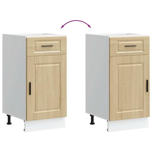 Homvdxl Kitchen Base Cabinet, Modern Bottom Storage Cabinet with Drawer, Door & Adjustable Feet, for Living Room, Dining Room, Bar, Brown - 40x46x81.5 cm - Image 9
