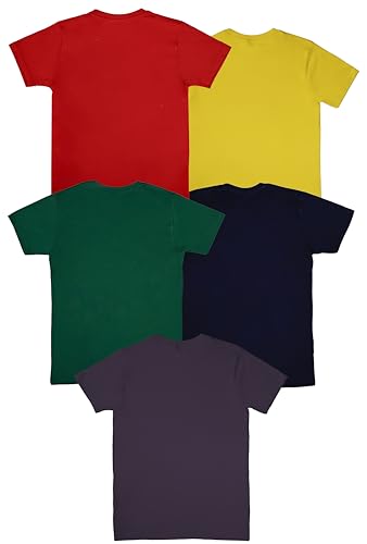 Image of Boys Regular Fit Soft Cotton T-Shirts Pack of 5 |Soft Cotton Breathable Fabric |Half Sleeve Round Neck Multicolored |T-Shirts for Kids