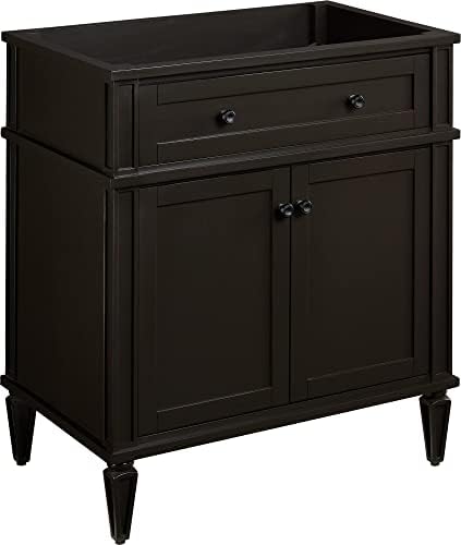 Signature Hardware 454042 Elmdale 30" Mahogany Wood Single Vanity Cabinet - Charcoal Black