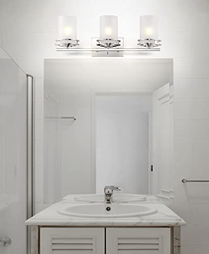 Image of JONATHAN Y Fairfax 3-Light Bathroom Vanity Light 23 inch Metal /Glass, Chrome