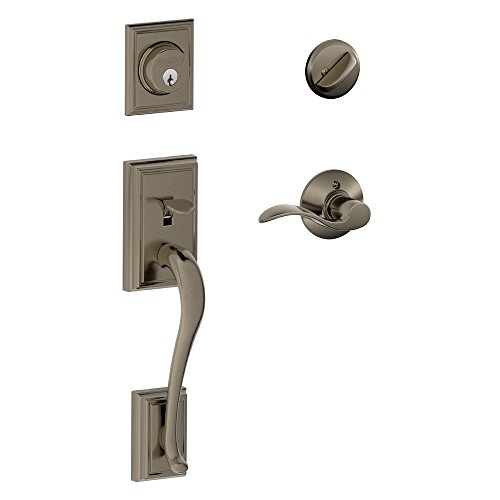 Image of SCHLAGE Addison Single Cylinder Handleset and Right Hand Accent Lever, Antique Pewter (F60 ADD 620 Acc RH)