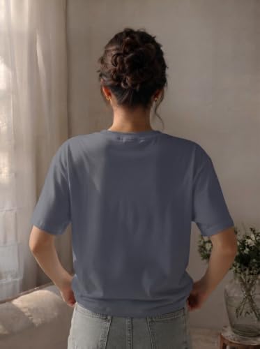 Image of Women's 100% Cotton Relaxed Fit Crew Neck Half Sleeve T-Shirt | Casual Wear Cotton T-Shirt | Regular Fitting Sports Wear for Women | Cotton Gym Wear