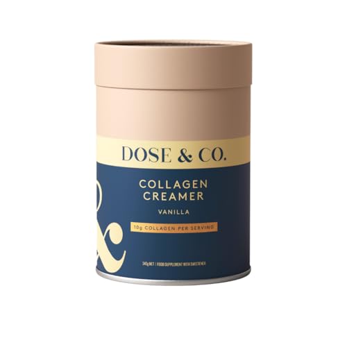 Dose & Co Vanilla Collagen Creamer 340g | Bovine Hydrolysed Collagen Peptides (Peptiplus) for Skin Hair & Nails | 13g Protein per Serving | Smooth Coffee Creamer | Halal Gluten-Free Non-GMO