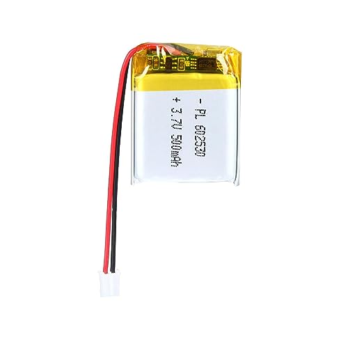 AKZYTUE 3.7V 500mAh 602530 Lipo Battery Li-ion Rechargeable Lithium Polymer Li-Po Battery with PH2.0mm JST Connector