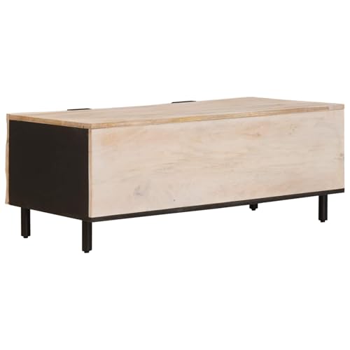 Table de salon rectangulaire blanche pour ranger et désencombrer le canapé