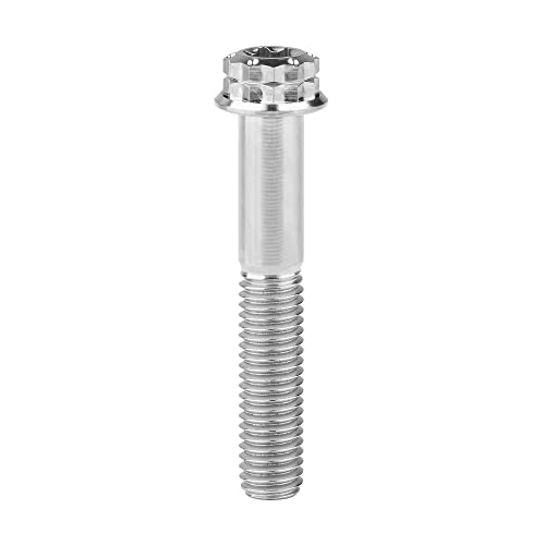Image of Titanium Flange 12 Point Head M8 x15 20 25 30 35 40 45 50 55 60 65mm Screw Bolt Pack of 4 (M8x45mm, Normal Titanium)