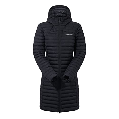 Berghaus Damen Nula Micro Synthetik Steppjacke, isoliert und lang | Strapazierfähiges Design | Wasserfest | Steppjacke Jacke, Schwarz/Schwarz, 14