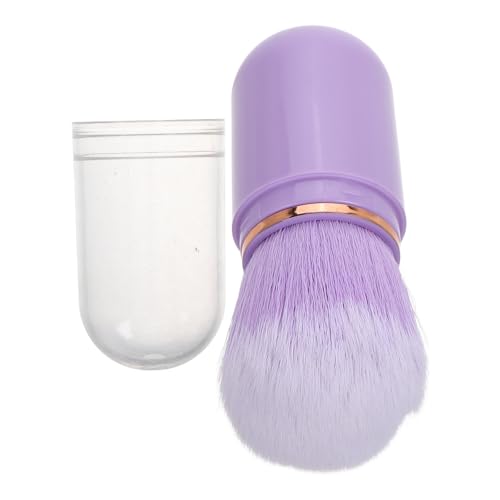 Operitacx Brocha para Rubor Retráctil Portátil de Viaje, Mini Pincel para Maquillaje en Polvo con Cerdas Suaves, Tamaño Compacto y Color Púrpura, Adecuado para Aplicación Precisa en