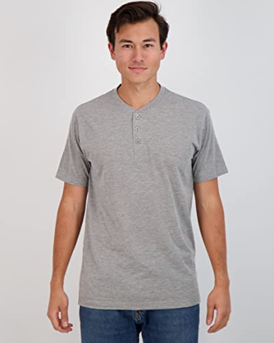 Image of Real Essentials 3 Pack: Mens Casual Long & Short Sleeve Cotton Henley Lightweight Button T-Shirt, Long Sleeve - Set