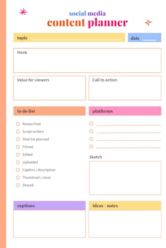 Social Media Content Planner: Creator Notebook to Plan your Viral...