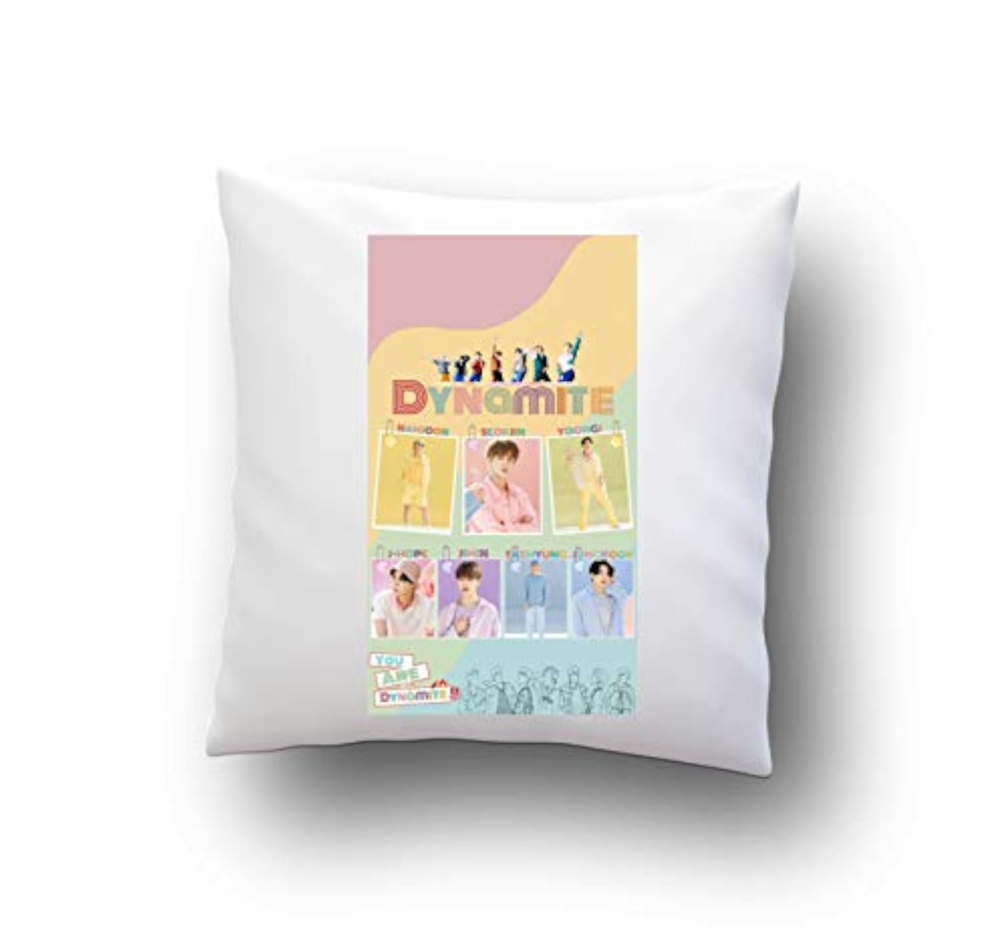 BTS Dynamite Poster Satin Pillow with Filler