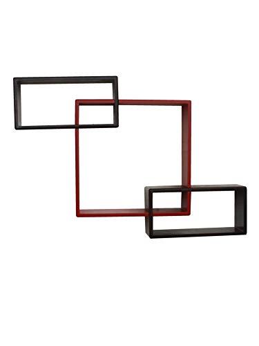 Image of Home Sparkle Wood Mozaic Shelf (69cm x 10cm x 41cm, Brown & Red)