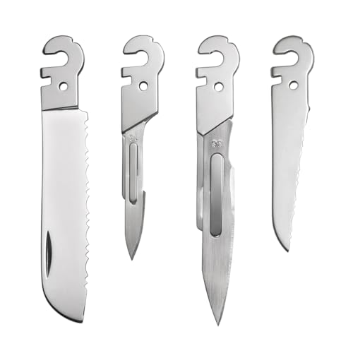 Roxon FT02 Build Your Own Multitool Accessory for Flex Multitool (4 pcs A set included Small Serrated Blade, Small & Large Scalpel, Large Serrated Blade) Replaceable Tools for all kinds of Knives