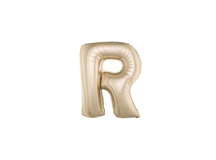 Lot de 12 - Ballon lettre 'r' en aluminium 1m champagne