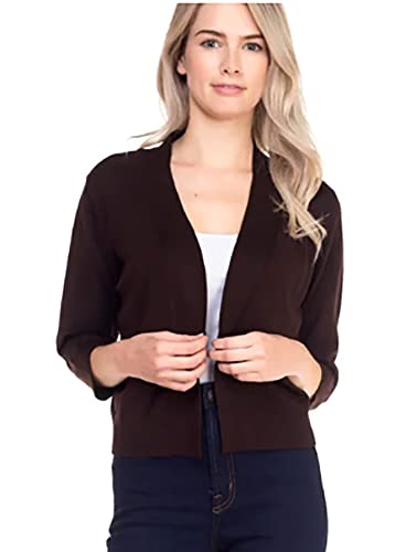 Image of Bolero Cropped Cardigans Shrugs for Women - 3 /4 Sleeve Open Front Cover up for Dresses