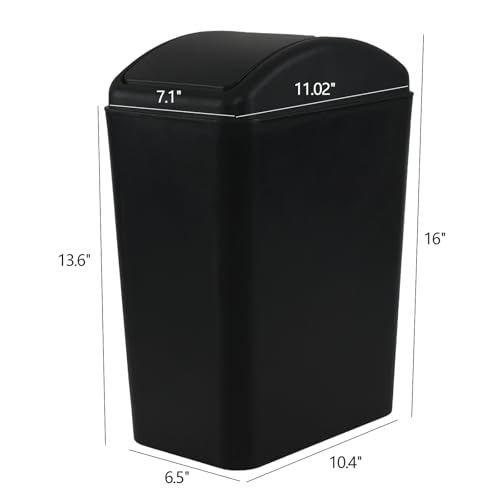 Image of 1 Pack Plastic Trash Cans with Swing Lid, Swing Garbage Can, 4.2 Gallon, Black