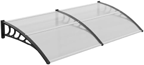 VINGLI Window Awning Door Canopy Exterior, 40" x 80" Awnings for Doors Polycarbonate Cover Patio Door Awning Rain Snow Sunlight Protection Hollow Sheet (Clear Board & Black Bracket)