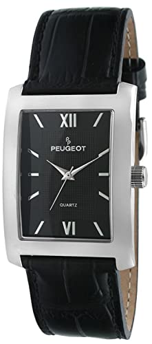 Peugeot Montre Classique pour Homme avec Cadran à Chiffres Romains texturés et Bracelet en Cuir,...