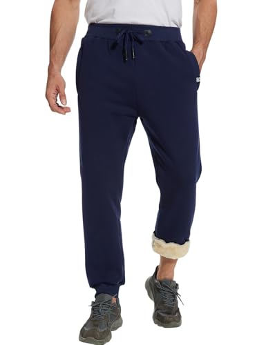 Flygo Men's Fleece Pants Winter Warm Joggers Pants Active Sherpa Lined Sweatpants3