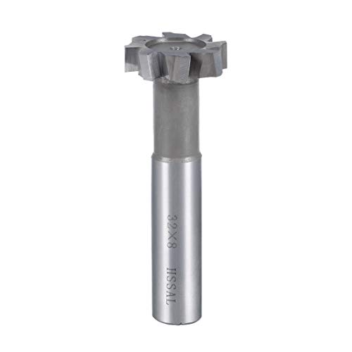 Image of uxcell HSS-AL T Slot End Mill Milling Cutter 8 Flutes 32mm Cutting Dia 8mm Depth