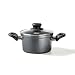 Produktbild STONELINE Aluguss Kochtopf 18 cm, Kleiner Topf mit Deckel 2 L, Antihaft beschichtet mit echten Steinpartikeln, Kochtopf Induktion 18 cm, für alle Herdarten, Backofen, Kochen ohne Fett oder Öl, Grau