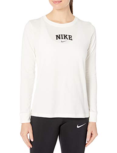 Nike Women's Sportswear Tee Long Sleeve Varsity Crew, Sail/Gunsmoke, XX-Large