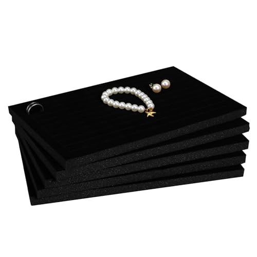 DOITOOL 5-Teilige Box Liefert Matten Ständer Vitrine Schaumstoffschalen Halter Ohrring Display Schubladenpolster Schwarzer Einsatz Aufbewahrungsschwamm Aufbewahrungsbox für Ohrringe aus Schaumstoff
