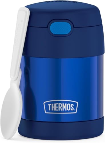 Image of THERMOS FUNTAINER 10 Ounce Stainless Steel Vacuum Insulated Kids Food Jar with Folding Spoon,Navy,(Pack of 6)