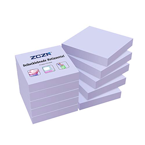 ZCZN Notas adhesivas adhesivas (10 blocs de 100 hojas, 51 x 51 mm), color morado claro