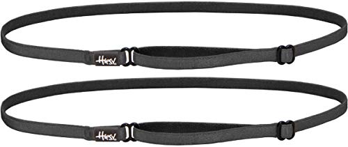 Hipsy Elastic & Adjustable Thin Running Fitness Headband Team Sport Colors Hair Band 2-Pack (Charcoal 2-pack)