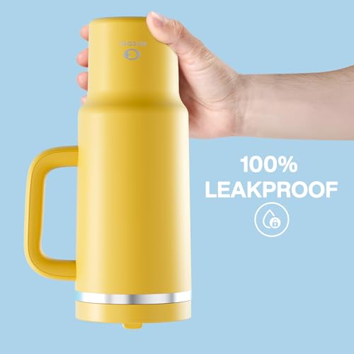 Image of ENCOOL 40 oz Tumbler with Handle and Straw: Stainless Steel Insulated Tumbler Keeps Cold for 24 Hours, Leakproof Travel Cup Fits in Cup Holder and BPA-Free,Elfin Yellow