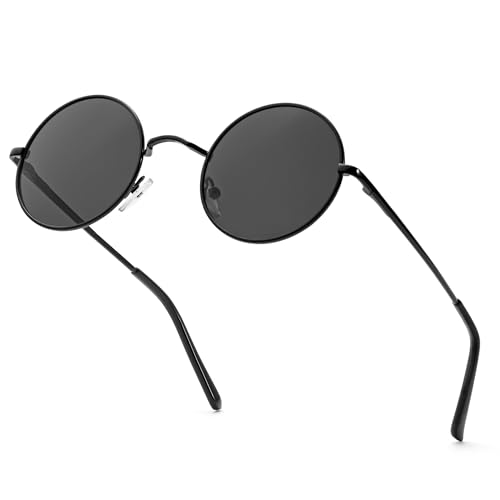HENGOSEN Rund-Sonnenbrille-Herren Polarisiert-Sonnenbrillen Sunglasses Men: Runde Retro Metallrahmen Brille Herren Damen