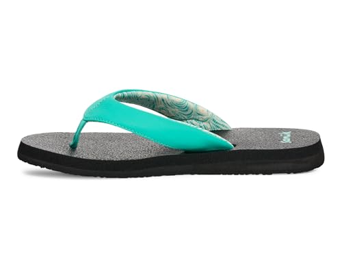 Sanuk Yoga Mat II | Flip Flops for Women | Yoga Sandals For Women | Women's Beach Sandals | Memory Foam Footbed, Aqua Green, 5