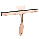 Blagain 9.6 Inches All-Purpose Silicone Squeegee for Shower Doors with Adhesive Hook. Window Shower Cleaner Tool Suitable for Shower Glass Doors, Bathroom, Window and Car Glass.Rose Gold