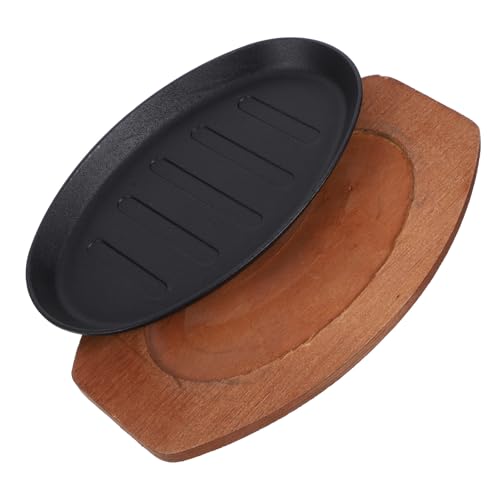 Alipis Assiette à Steak Fer Assiette à Poisson Grillé Plateau Bois Pour Service à Domicile