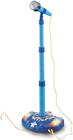 LilPals Child's Karaoke -Children's Toy Stand Up Microphone Play Set w/ Built-in MP3 Player, Speaker, Adjustable Height (Blue)