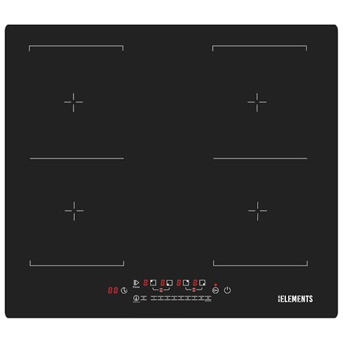 Placa de inducción de 60 cm, antiarañazos, resistente a los arañazos, función de conservación del calor, placa de inducción 4 platos, zona flexible, autosuficiente, 7400 W, sin marco, control táctil