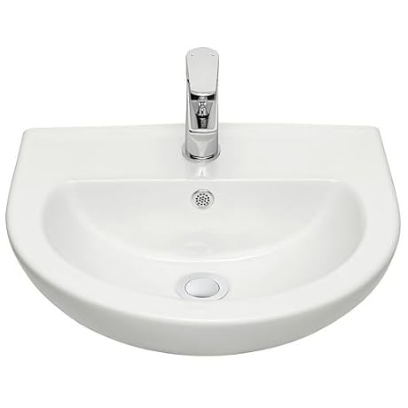 AMASHEN 17.72" Wall Mount Bathroom Sink, Small U-Shaped Ceramic Corner Sink with One Hole and overflow, White