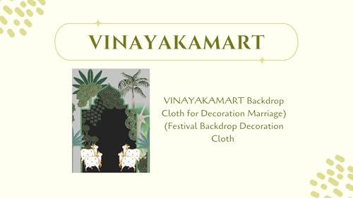 Image of pichwai Backdrop Cloth for Decoration | pichwai Cow Art Backdrop | varlaxmi puja Decorations Cloth | Traditional Backdrop Decoration 4 Cows and Palm Trees (8 6 feet) Black Colour