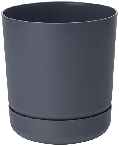 Home Garden Ornaments Plant Pots Indoor – Classy Indoor Plant Pot with Drainage Holes, Saucer and Reservoir, Self Watering Flower Pots (Diameter: 15cm, Colour: Anthracite)