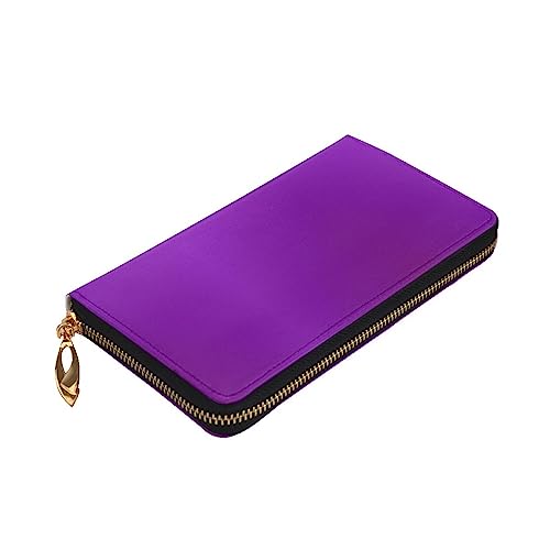 Solid color dark purple Leather Long Wallet, 12 Credit Card Slots, 3 Cash Slots, Coin Compartment, Unisex3