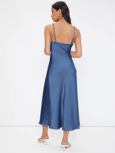 Image of Floerns Women's Spaghetti Strap Cowl Neck Long Slip Satin Silk Midi Dress