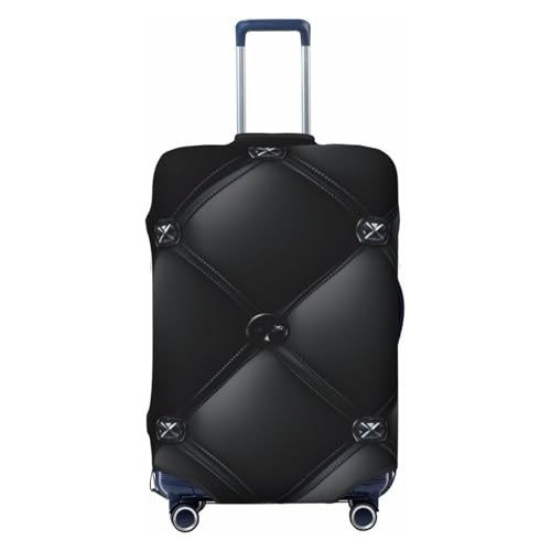Black Fabric Texture Diamond Buttons Elastic Travel Luggage Covers Dustproof Scratch-Resistant Suitcase Protector Fit 22-24 Inch